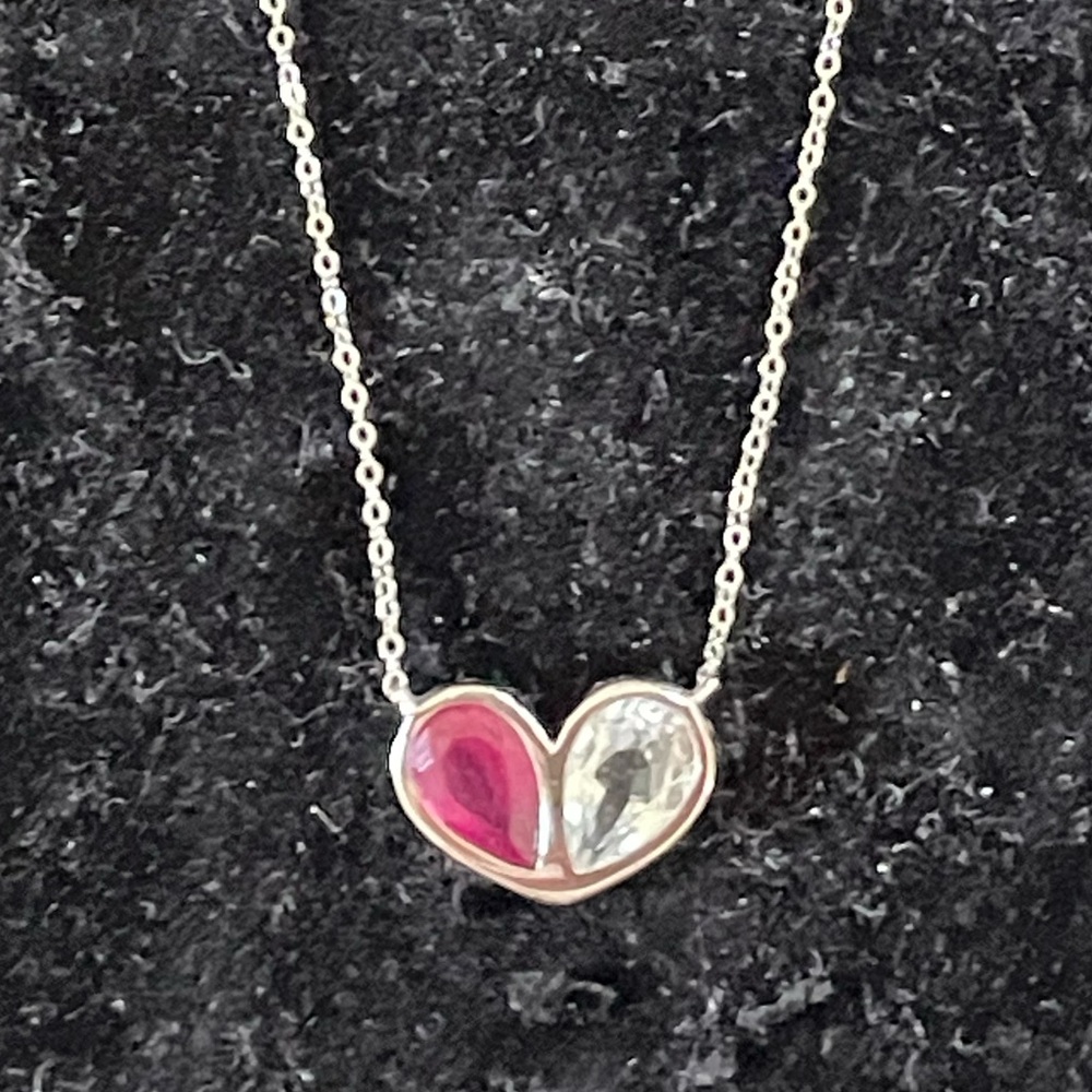 14k Ruby and White Topaz Necklace
